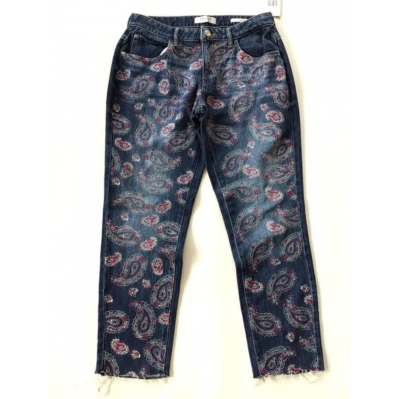 Guess Women’s Psychedelic Tom Boy Jeans Relaxed Fit Embroidering Paisley Size 31 - Picture 3 of 12